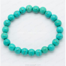 Bracelet de perles rondes turquoise 8MM